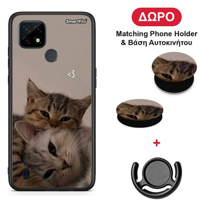 Cats In Love - Realme C21 θήκη + Δώρο Phone Holder & Βάση Αυτοκινήτου