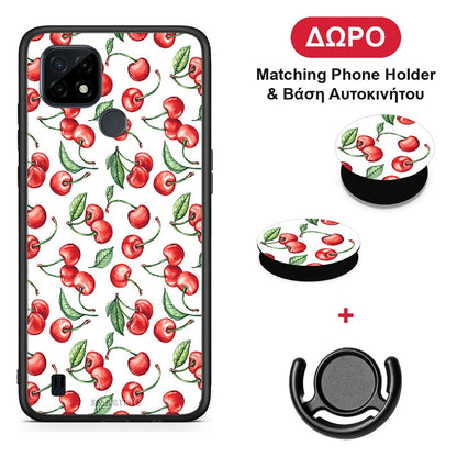Cherry Summer - Realme C21 θήκη + Δώρο Phone Holder & Βάση Αυτοκινήτου