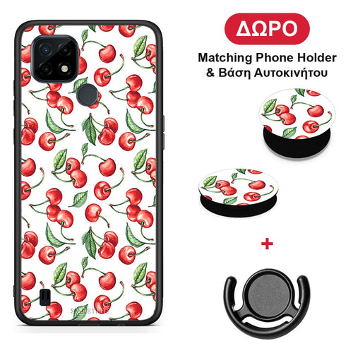 Cherry Summer - Realme C21 θήκη + Δώρο Phone Holder & Βάση Αυτοκινήτου