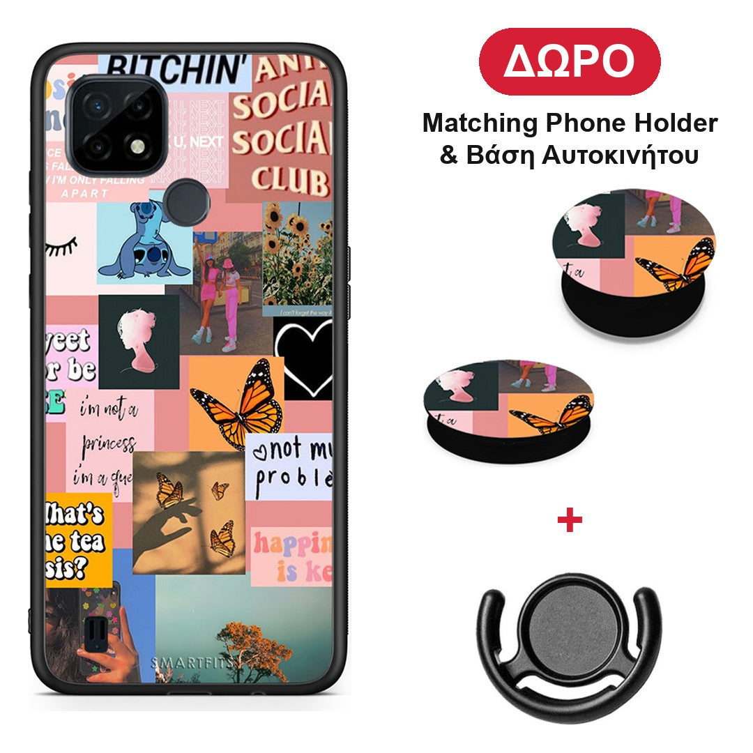 Collage Bitchin - Realme C21 θήκη + Δώρο Phone Holder & Βάση Αυτοκινήτου