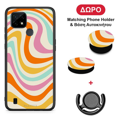 Colourful Waves - Realme C21 θήκη + Δώρο Phone Holder & Βάση Αυτοκινήτου