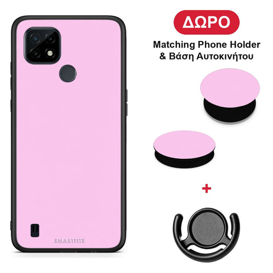 Cotton Candy Pink - Realme C21 θήκη + Δώρο Phone Holder & Βάση Αυτοκινήτου