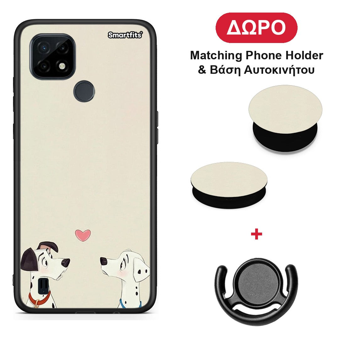 Dalmatians Love - Realme C21 θήκη + Δώρο Phone Holder & Βάση Αυτοκινήτου