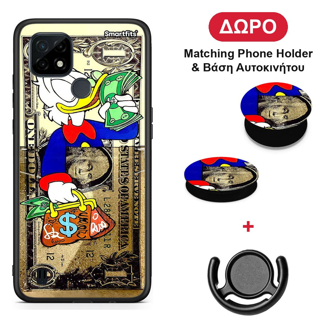 Duck Money - Realme C21 θήκη + Δώρο Phone Holder & Βάση Αυτοκινήτου