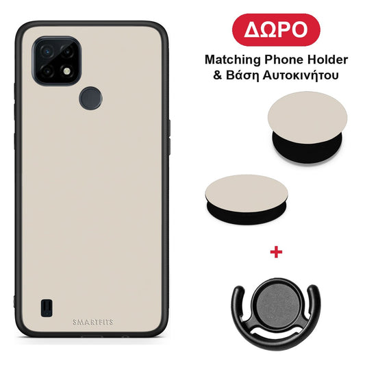 Ivory Beige - Realme C21 θήκη + Δώρο Phone Holder & Βάση Αυτοκινήτου