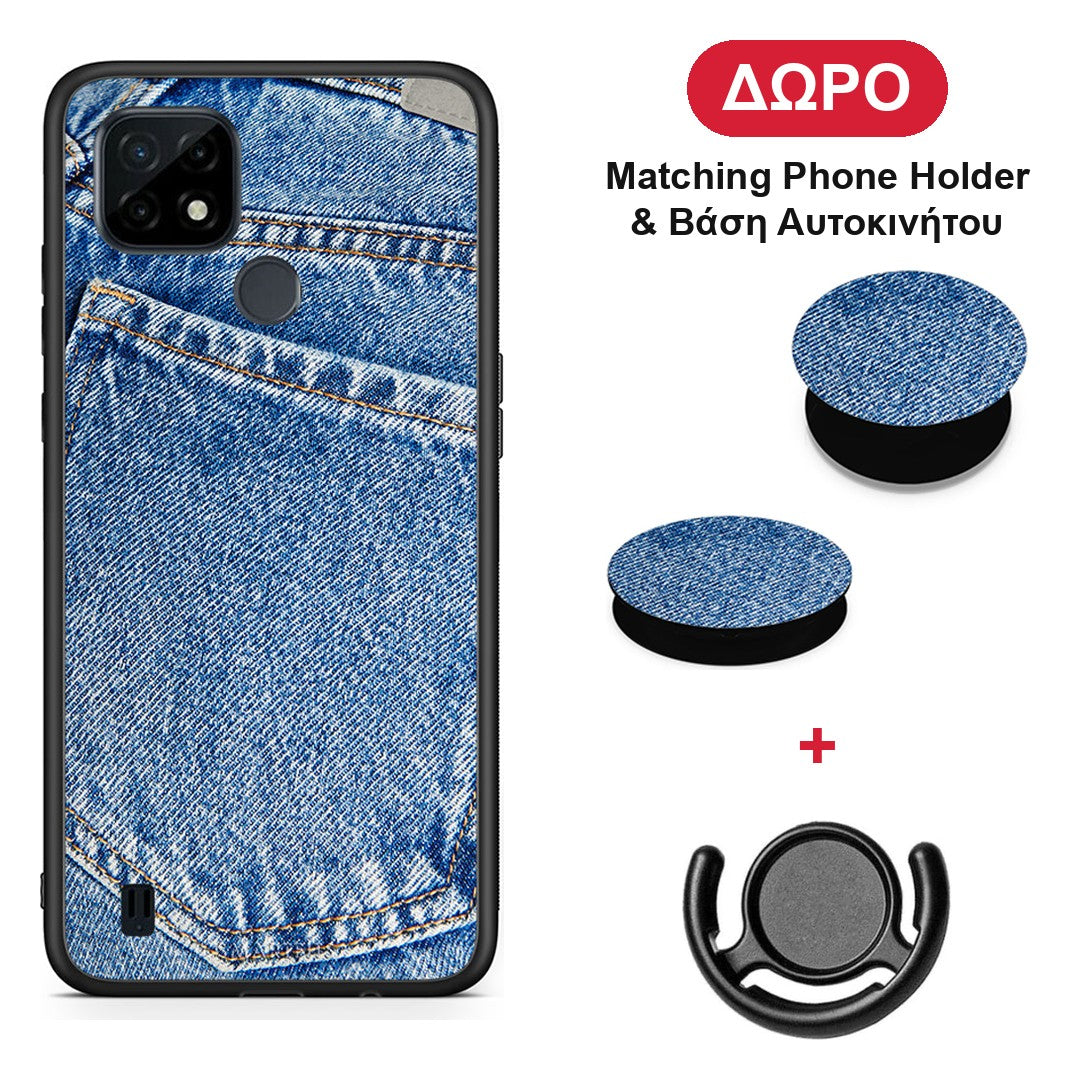 Jeans Pocket - Realme C21 θήκη + Δώρο Phone Holder & Βάση Αυτοκινήτου