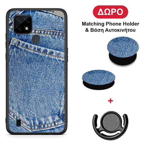Jeans Pocket - Realme C21 θήκη + Δώρο Phone Holder & Βάση Αυτοκινήτου