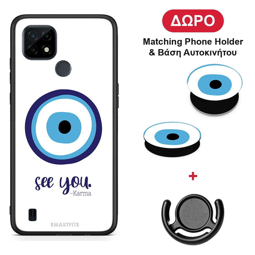 Karma Says - Realme C21 θήκη + Δώρο Phone Holder & Βάση Αυτοκινήτου