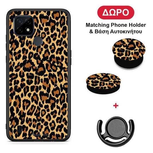 Animal Leopard - Realme C21 θήκη + Δώρο Phone Holder & Βάση Αυτοκινήτου