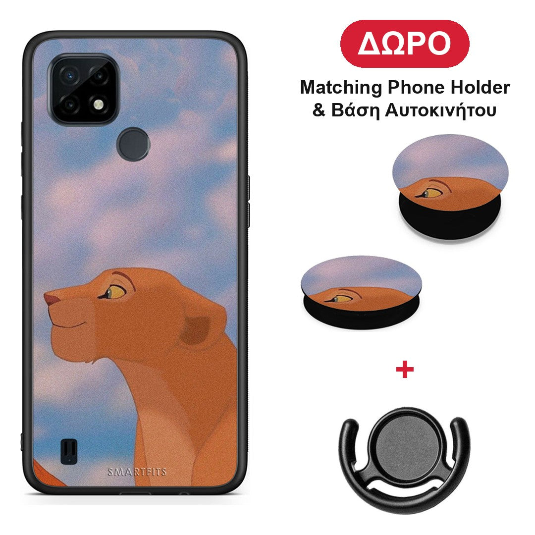 Lion Love 2 - Realme C21 θήκη + Δώρο Phone Holder & Βάση Αυτοκινήτου