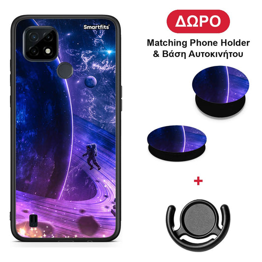 Lost Astronaut - Realme C21 θήκη + Δώρο Phone Holder & Βάση Αυτοκινήτου