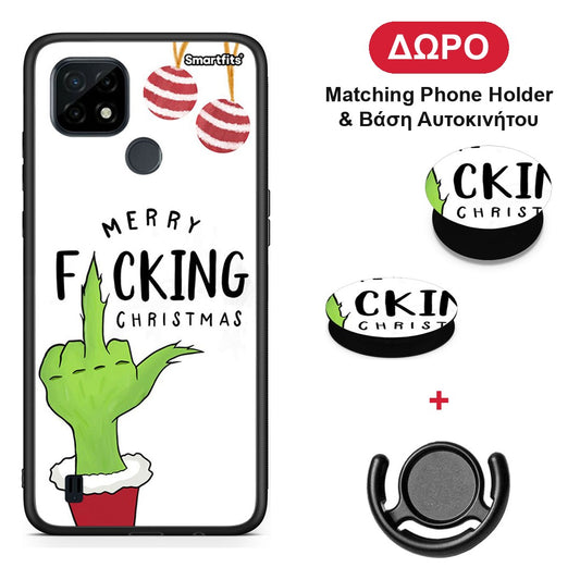 Merry F Xmas - Realme C21 θήκη + Δώρο Phone Holder & Βάση Αυτοκινήτου