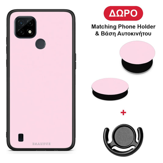 Pale Pink - Realme C21 θήκη + Δώρο Phone Holder & Βάση Αυτοκινήτου