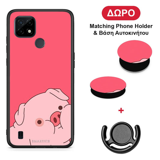 Pig Love 1 - Realme C21 θήκη + Δώρο Phone Holder & Βάση Αυτοκινήτου