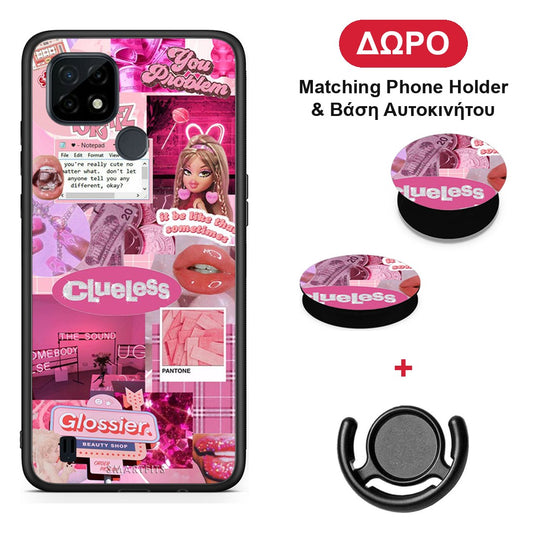 Pink Love - Realme C21 θήκη + Δώρο Phone Holder & Βάση Αυτοκινήτου