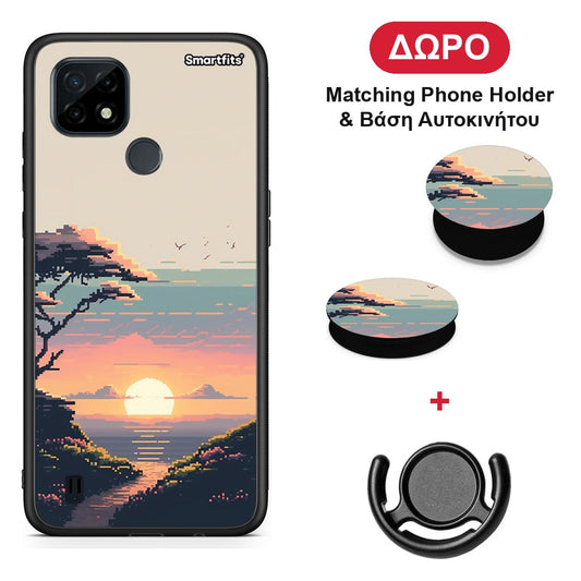 Pixel Sunset - Realme C21 θήκη + Δώρο Phone Holder & Βάση Αυτοκινήτου