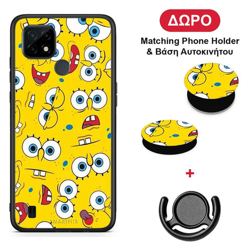 PopArt Sponge - Realme C21 θήκη + Δώρο Phone Holder & Βάση Αυτοκινήτου