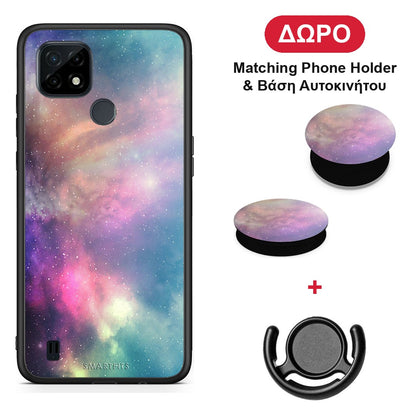 Galactic Rainbow - Realme C21 θήκη + Δώρο Phone Holder & Βάση Αυτοκινήτου