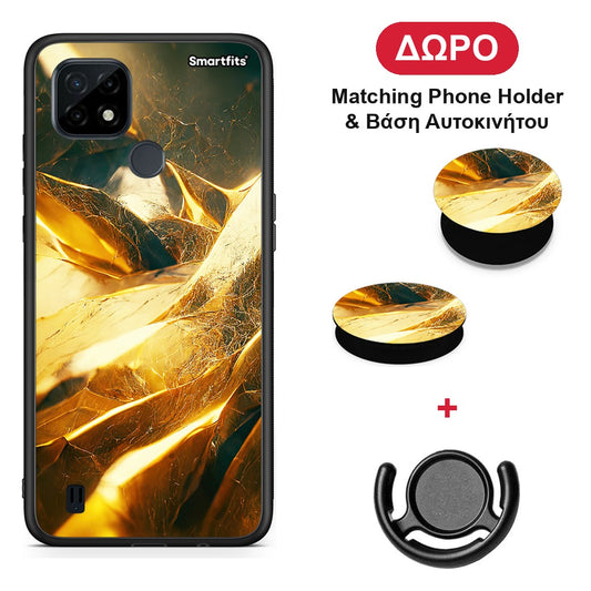 Real Gold - Realme C21 θήκη + Δώρο Phone Holder & Βάση Αυτοκινήτου