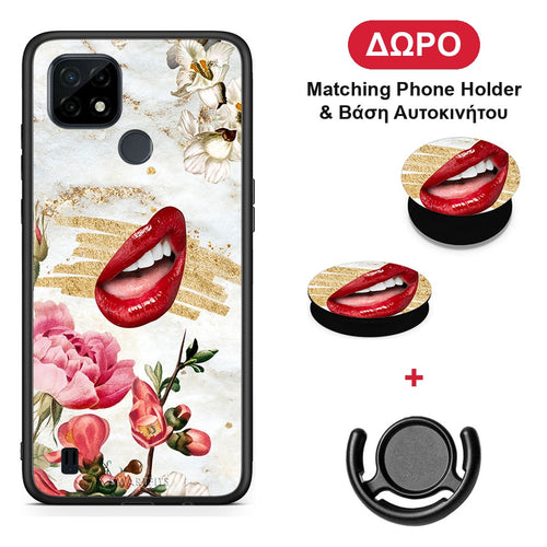 Red Lips - Realme C21 θήκη + Δώρο Phone Holder & Βάση Αυτοκινήτου