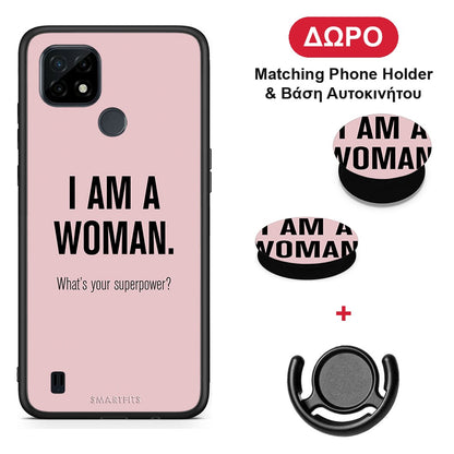 Superpower Woman - Realme C21 θήκη + Δώρο Phone Holder & Βάση Αυτοκινήτου