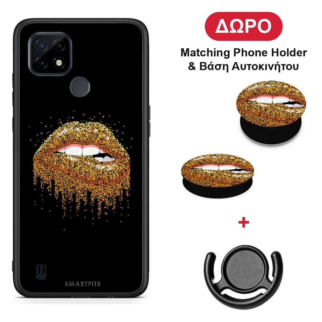 Valentine Golden - Realme C21 θήκη + Δώρο Phone Holder & Βάση Αυτοκινήτου