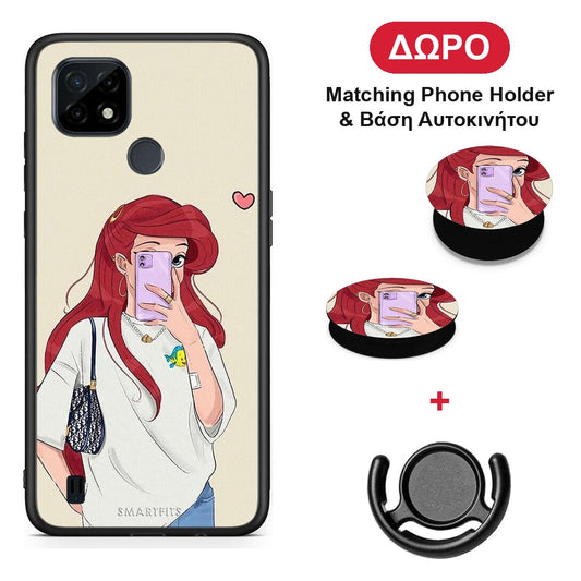 Walking Mermaid - Realme C21 θήκη + Δώρο Phone Holder & Βάση Αυτοκινήτου
