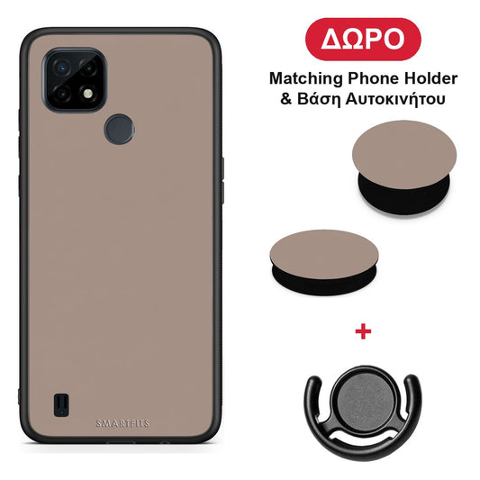 Warm Taupe - Realme C21 θήκη + Δώρο Phone Holder & Βάση Αυτοκινήτου