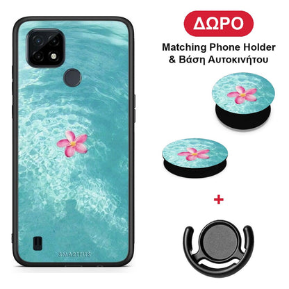 Water Flower - Realme C21 θήκη + Δώρο Phone Holder & Βάση Αυτοκινήτου