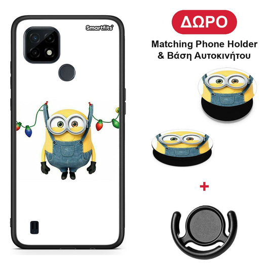 Xmas Minion Lights - Realme C21 θήκη + Δώρο Phone Holder & Βάση Αυτοκινήτου
