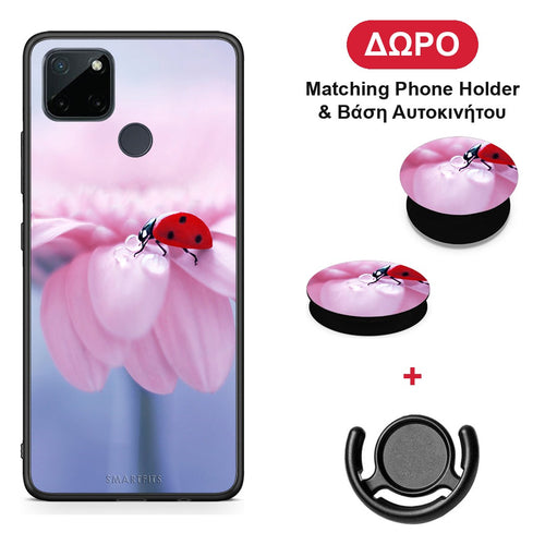 Ladybug Flower - Realme C21Y / C25Y / 7i (Global) θήκη + Δώρο Phone Holder & Βάση Αυτοκινήτου