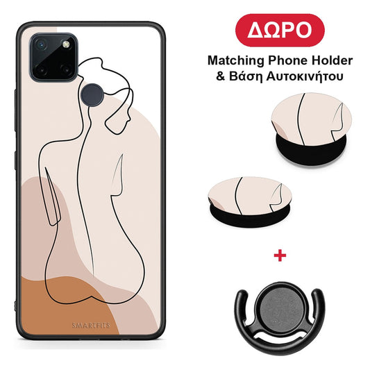 LineArt Woman - Realme C21Y / C25Y / 7i (Global) θήκη + Δώρο Phone Holder & Βάση Αυτοκινήτου