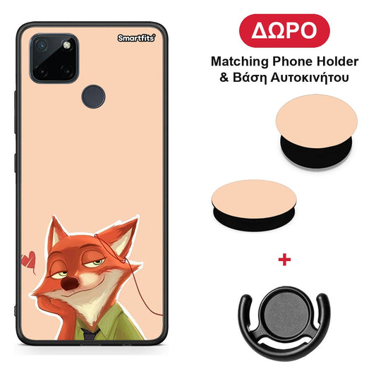 Nick Wilde And Judy Hopps Love 1 - Realme C21Y / C25Y / 7i (Global) θήκη + Δώρο Phone Holder & Βάση Αυτοκινήτου