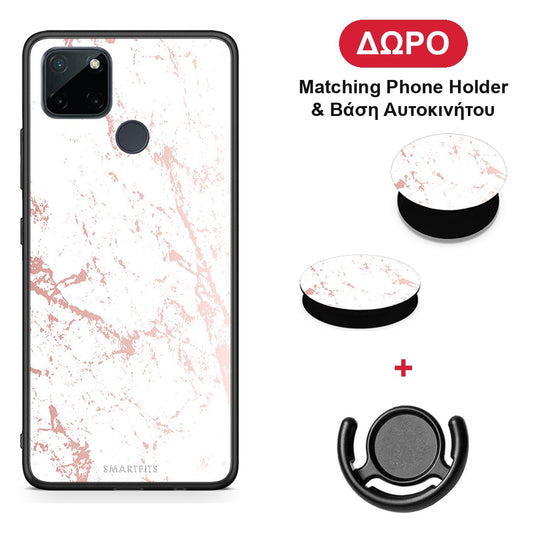 Marble Pink Splash - Realme C21Y / C25Y / 7i (Global) θήκη + Δώρο Phone Holder & Βάση Αυτοκινήτου