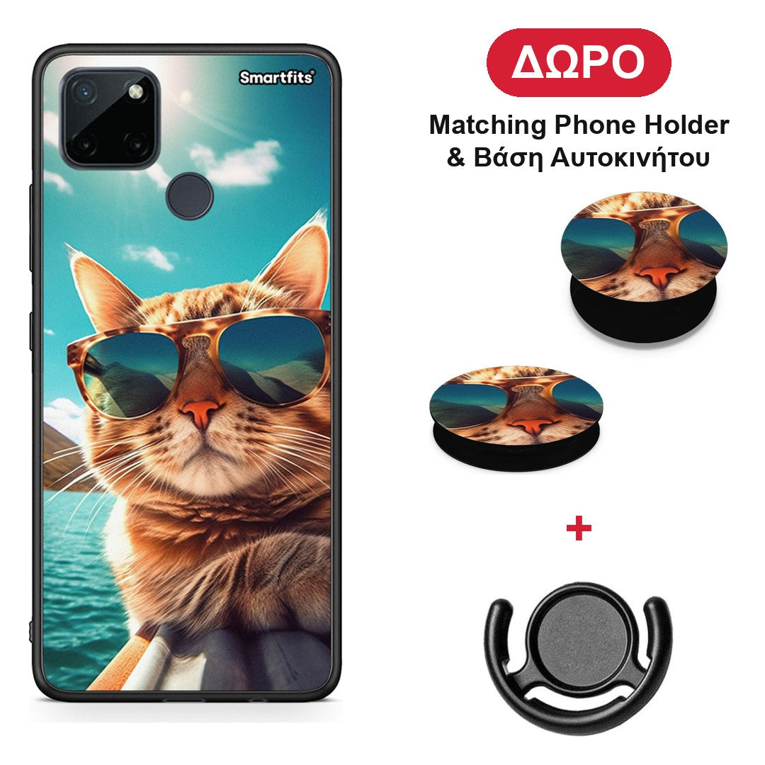 Summer Cat - Realme C21Y / C25Y / 7i (Global) θήκη + Δώρο Phone Holder & Βάση Αυτοκινήτου