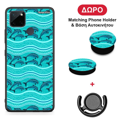 Swimming Dolphins - Realme C21Y / C25Y / 7i (Global) θήκη + Δώρο Phone Holder & Βάση Αυτοκινήτου