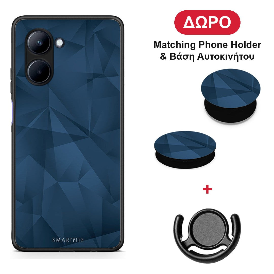 Geometric Blue Abstract - Realme C33 θήκη + Δώρο Phone Holder & Βάση Αυτοκινήτου