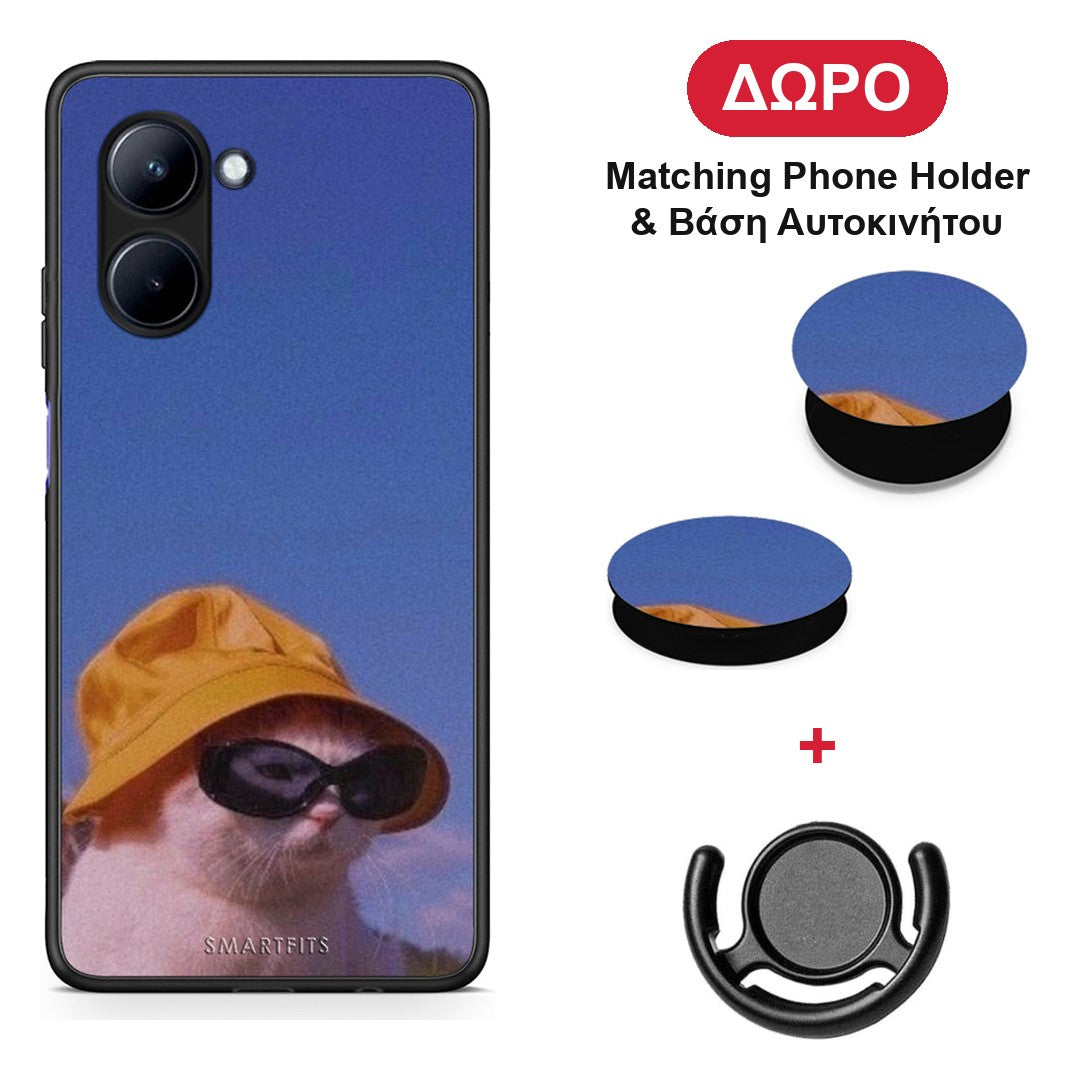 Cat Diva - Realme C33 θήκη + Δώρο Phone Holder & Βάση Αυτοκινήτου