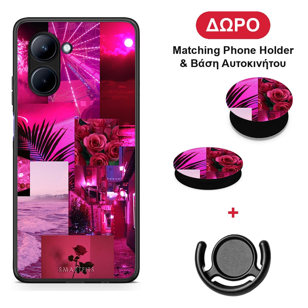 Collage Red Roses - Realme C33 θήκη + Δώρο Phone Holder & Βάση Αυτοκινήτου