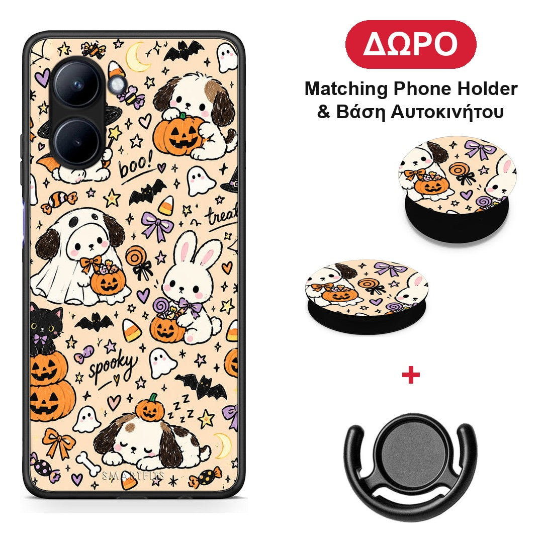 Halloween Puppies and Friends on Cream - Realme C33 θήκη + Δώρο Phone Holder & Βάση Αυτοκινήτου