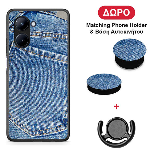 Jeans Pocket - Realme C33 θήκη + Δώρο Phone Holder & Βάση Αυτοκινήτου