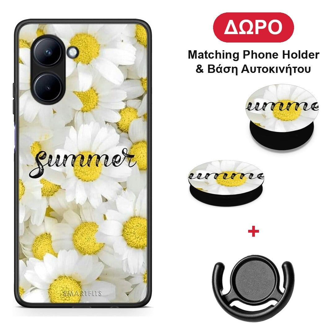 Summer Daisies - Realme C33 θήκη + Δώρο Phone Holder & Βάση Αυτοκινήτου
