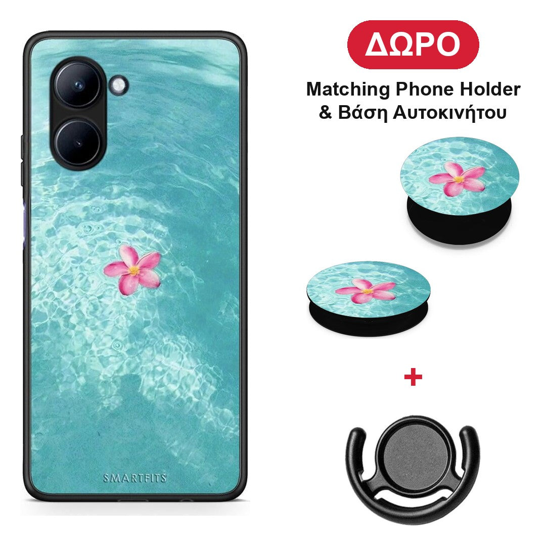 Water Flower - Realme C33 θήκη + Δώρο Phone Holder & Βάση Αυτοκινήτου