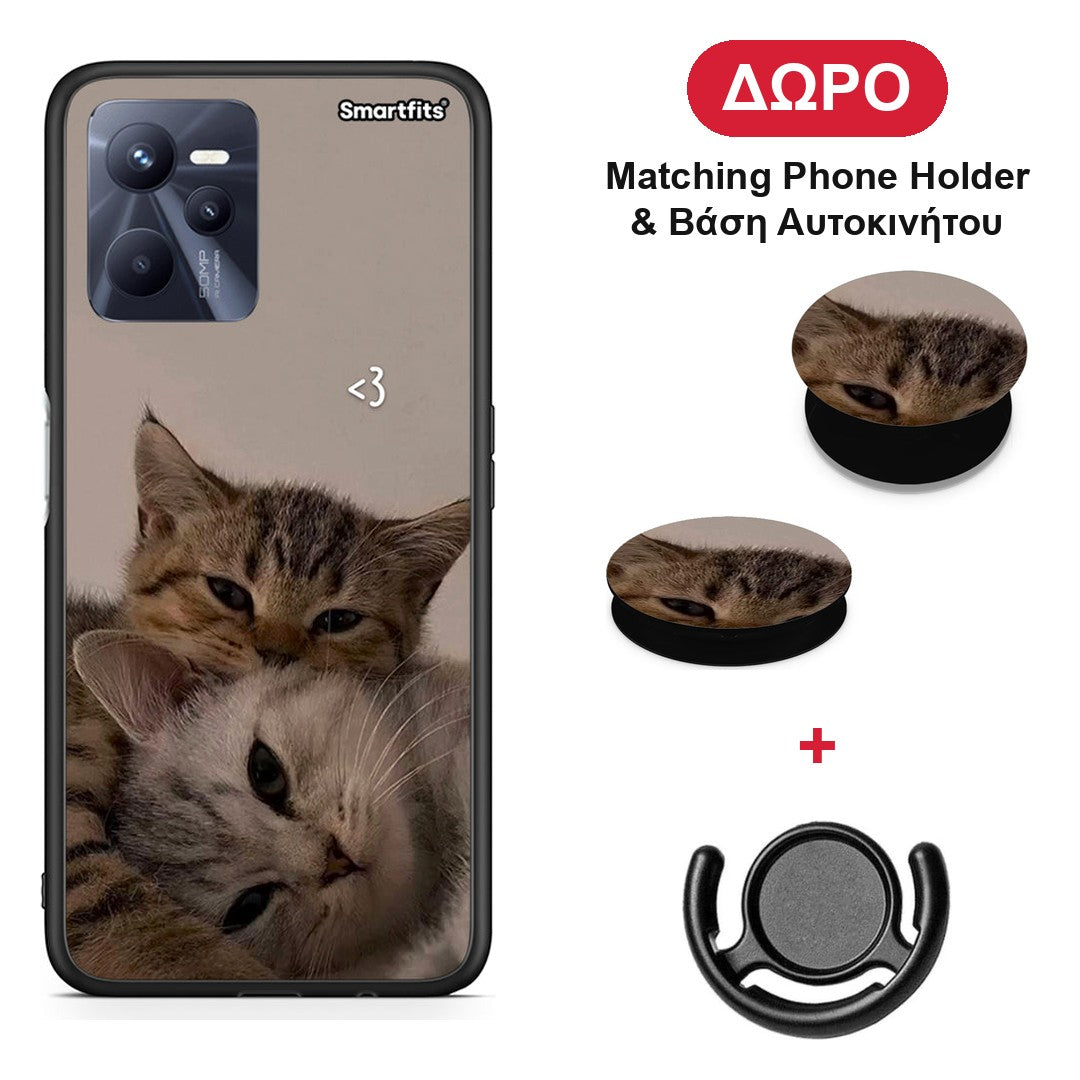 Cats In Love - Realme C35 / Narzo 50A Prime θήκη + Δώρο Phone Holder & Βάση Αυτοκινήτου