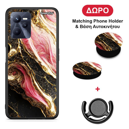 Glamorous Pink Marble - Realme C35 / Narzo 50A Prime θήκη + Δώρο Phone Holder & Βάση Αυτοκινήτου