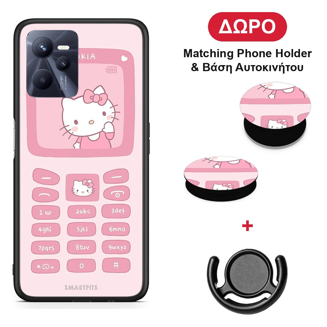 Hello Kitten - Realme C35 / Narzo 50A Prime θήκη + Δώρο Phone Holder & Βάση Αυτοκινήτου