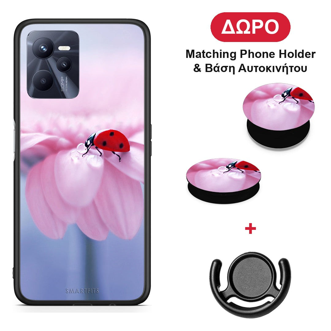 Ladybug Flower - Realme C35 / Narzo 50A Prime θήκη + Δώρο Phone Holder & Βάση Αυτοκινήτου