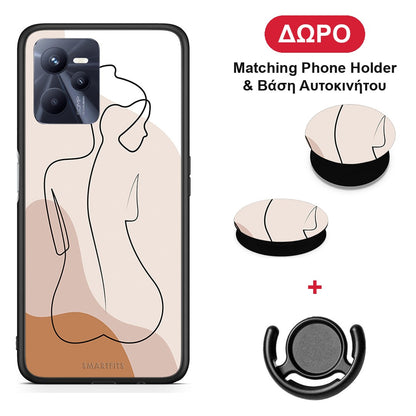 LineArt Woman - Realme C35 / Narzo 50A Prime θήκη + Δώρο Phone Holder & Βάση Αυτοκινήτου