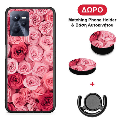 Valentine RoseGarden - Realme C35 / Narzo 50A Prime θήκη + Δώρο Phone Holder & Βάση Αυτοκινήτου