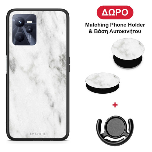 Marble White - Realme C35 / Narzo 50A Prime θήκη + Δώρο Phone Holder & Βάση Αυτοκινήτου
